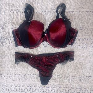 Red and Black bra set
